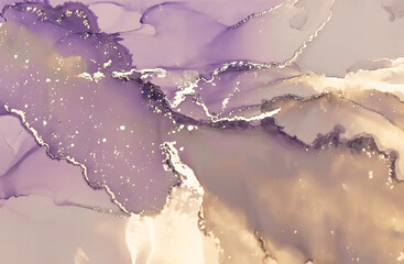 Ethereal Lavender and Gold Fluid Art with Shimmering Accents