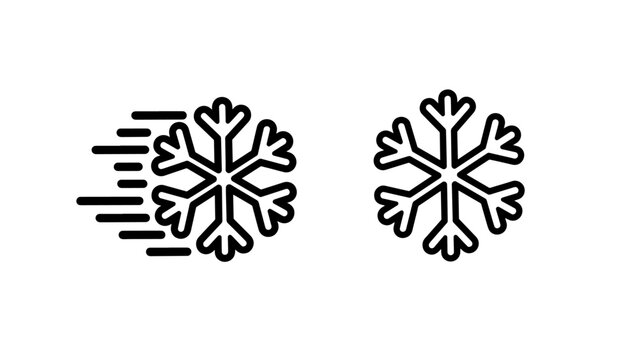 Blowing Snow and Static Snowflake Icons Representing Winter Weather Conditions