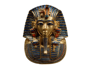 Ancient egyptian pharaoh tutankhamun death mask isolated on transparent or white background, png