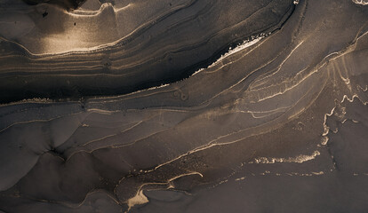 Abstract Fluid Art with Golden Veins