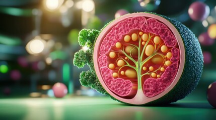 Detailed cross section of a plant stem showing internal structures