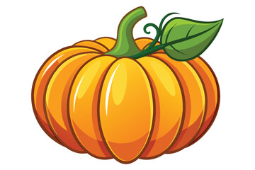 Isolated Ripe Pumpkin Vector Illustration for Thanksgiving Dinner and Fall Designs