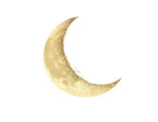 Waxing crescent moon phase isolated
