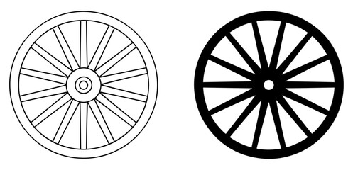 vintage wagon wheel icon set © vectomix