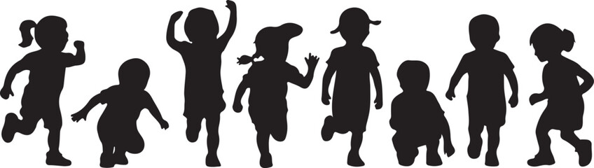 Vector silhouette of children. 2