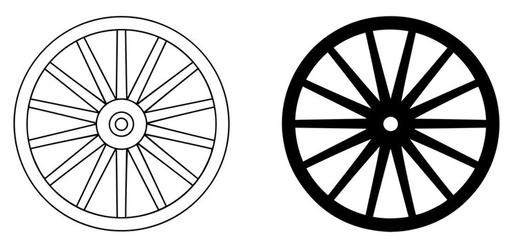 vintage wagon wheel icon set