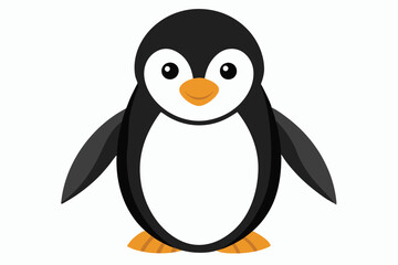 Fun Penguin Sliding on Belly Illustration, Playful Antarctic Bird Character in Motion Isolated on White Background