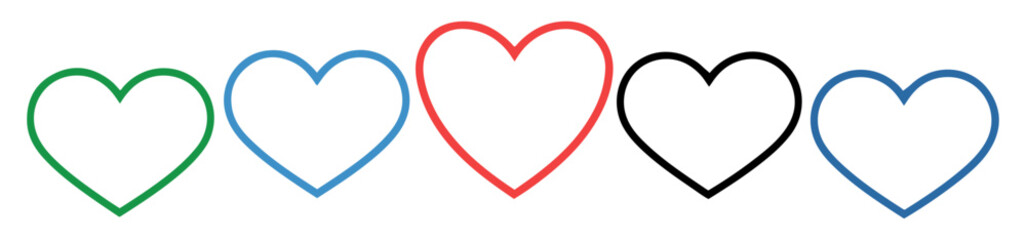 colorful heart love icon set