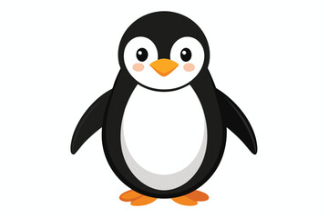 Curious Penguin Looking Up Towards the Sky, Antarctic Bird Character Illustration Isolated on White Background