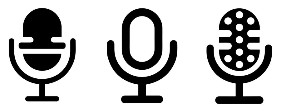 microphone podcast mic icon set