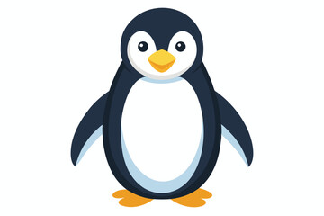 Obraz premium Thinking Penguin Character with Hand on Chin, Pensive Antarctic Bird Illustration Isolated on White Background