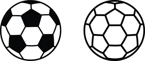 Obraz premium Simple vector illustration of two black and white soccer balls with one solid and one outline design