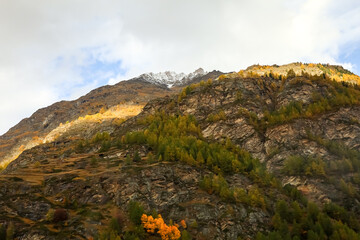 View of landscape furi mountain in autumn season from cable car in zermatt, swiss