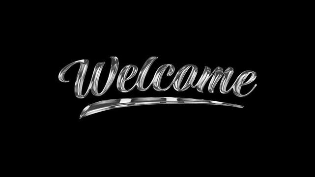 Welcome Text Animation. Transparent background. 4K resolution