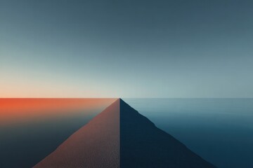 Minimal horizon line separating two tonal fields, risk and reward balance, long-term investment perspective