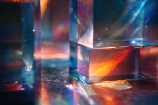 Abstract light refraction through glass surfaces suggesting transparency and trust in finance, clean premium aesthetic