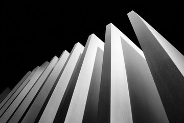 Abstract architectural columns reduced to vertical light bands, institutional strength and stability