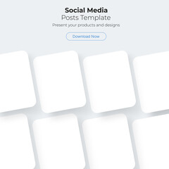 Social media posts templates. Vector mockup with blank frames for content and design presentation