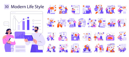 Modern Lifestyle Vector Illustration of Business Concepts