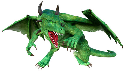 Fototapeta premium 3D Rendering Fairy Tale Dragon on White