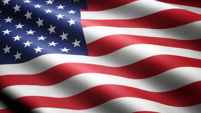 Waving American flag with stars and stripes in dynamic motion