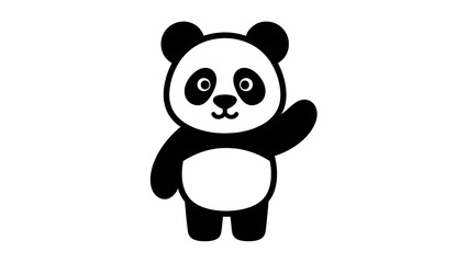 Obraz premium Black and White Panda Bear Cartoon Character.