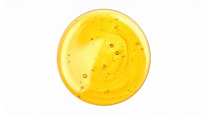 High-resolution image of golden honey with bubbles, isolated on a white background, showcasing its rich texture and color.
