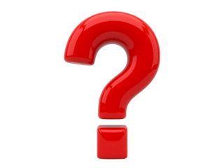 3d red question mark icon isolated on transparent background