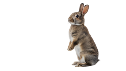 Easter bunny isolated on transparent background cute brown rabbit