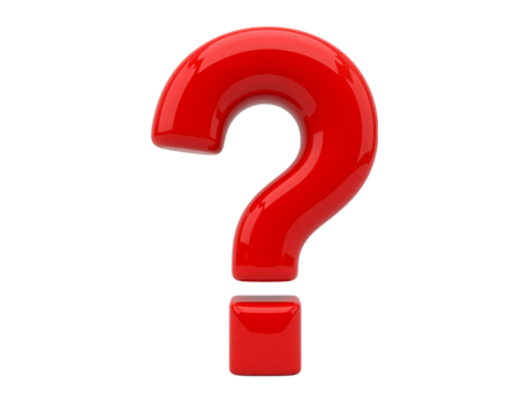 3d red question mark icon isolated on transparent background - Powered by Adobe