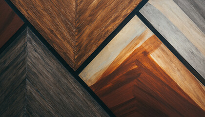 motif g&eacute;om&eacute;trique de parquet en bois aux tons terre et gris