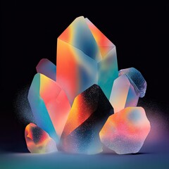Colorful Geometric Crystal Cluster Illustration