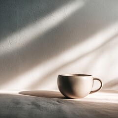 Cream Colored Mug Under Warm Sunlight