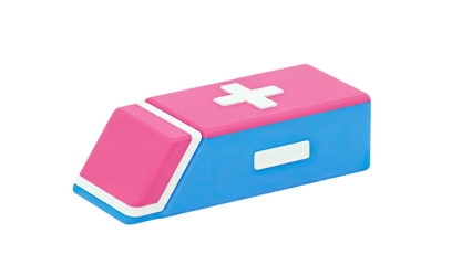 3D Icon of a Pink and Blue First Aid Kit