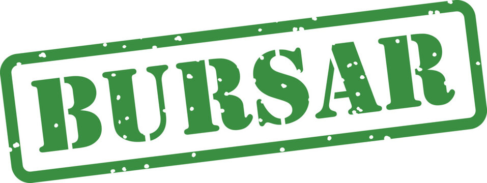 Green rubber stamp with bursar text