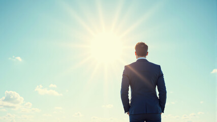 Businessman Facing Sun