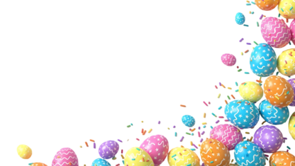 Easter eggs isolated on transparent background colorful easter celebration elements