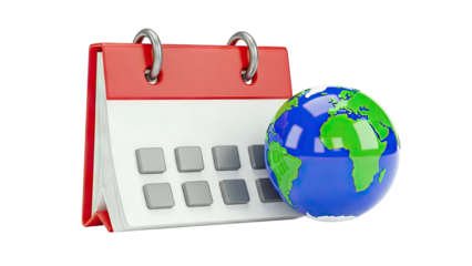 Calendar and Globe Illustration