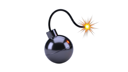 Cartoon Bomb with Burning Fuse