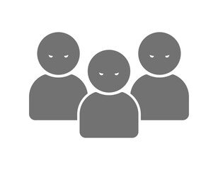 怖い顔で睨む3人グループの人物のアイコン - 犯人や犯罪組織、いじめや監視のイメージイラスト
