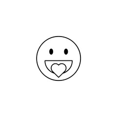 Obraz premium A simple black and white smiley face with a heart shape in the mouth, symbolizing happiness and love.