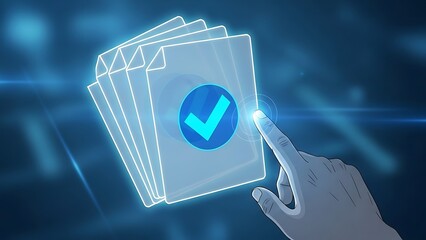 Digital Checkmark Approval Concept With Hand