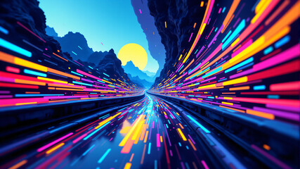 Futuristic Neon Tunnel Scene