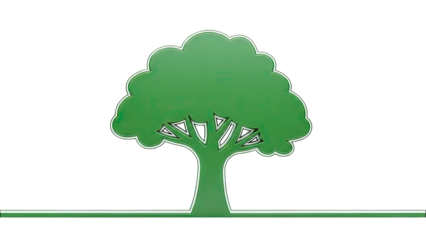 Green Tree Silhouette with White Outline on White Background