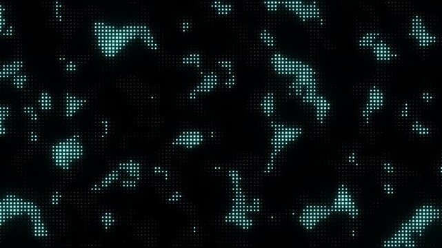 Cyan and Grey Square Dots Flickering Abstract Hi Tech Background, Looped Animation.