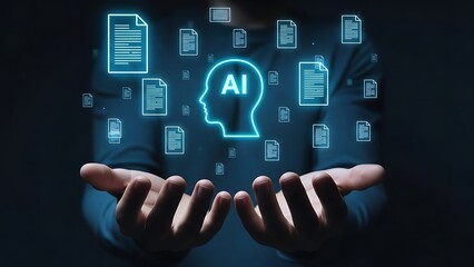 Hands Holding Ai Concept With Documents And Smartphones