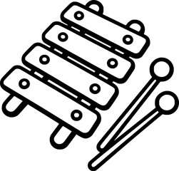 xylophone kids toy isolated icon sign, symbol, vector, art