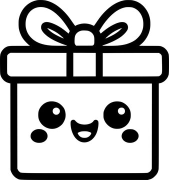 purple gift kawaii comic character sign, symbol, vector, art