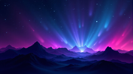 Aurora Borealis Over Mountains