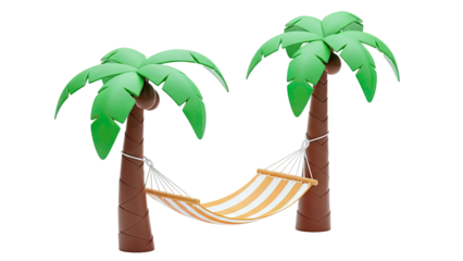 Two Palm Trees with a Striped Hammock